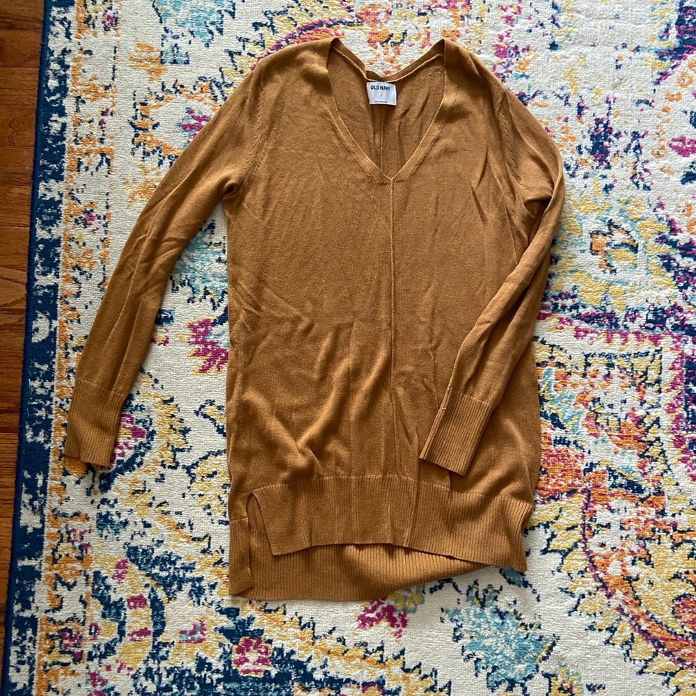 Mustard brown tunic sweater